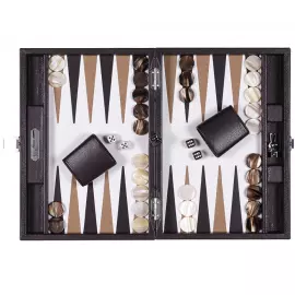 Эксклюзивный набор для игры в нарды "Baptiste" из кожи, коричневый, малый